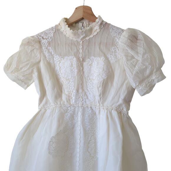 Vintage Alfred Angelo Edythe Vincent 1950s 60s Womens Wedding Dress Gown Lace XS - Picture 2 of 16